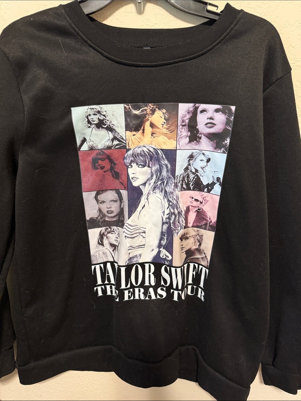 Taylor Swift Black Graphic Crewneck Sweatshirt with Multi-Photo Collage